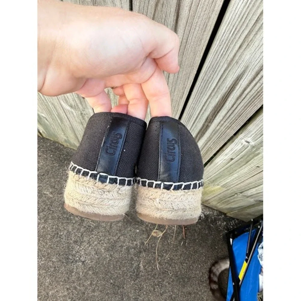 Boho Coastal Circus by Sam Edelman Espadrille Flats 9 Black Canvas Slip On Shoes